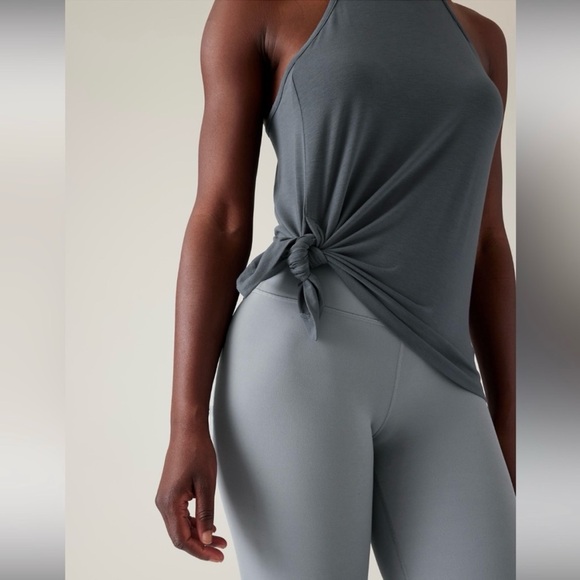Athleta Essence Explore Tank Granite Gray High Neck Racerback size medium - Picture 3 of 12